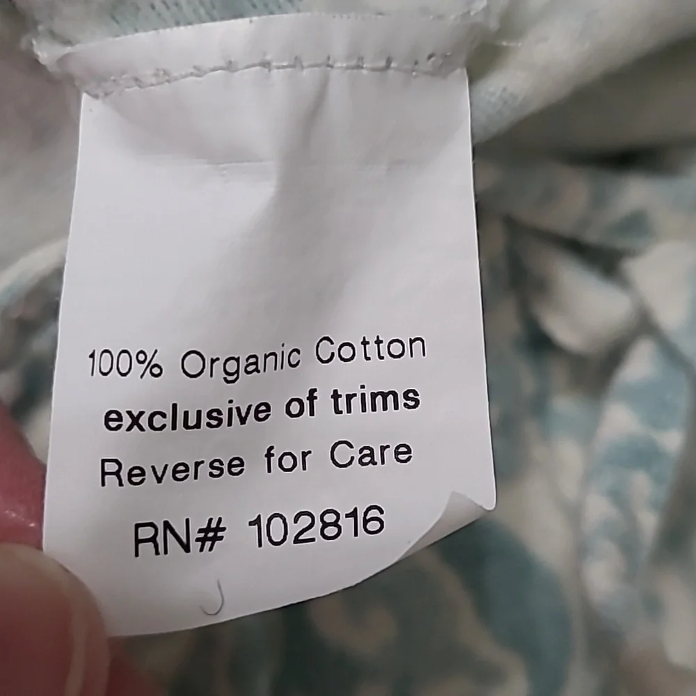 Garnet Hill Organic Cotton Flannel Greenish Blue & Creamy White Pajamas size XS